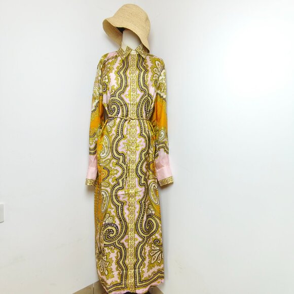 ALEMAIS paisley-print puff-sleeve maxi dress SIZE AU 8 - Picture 4 of 13